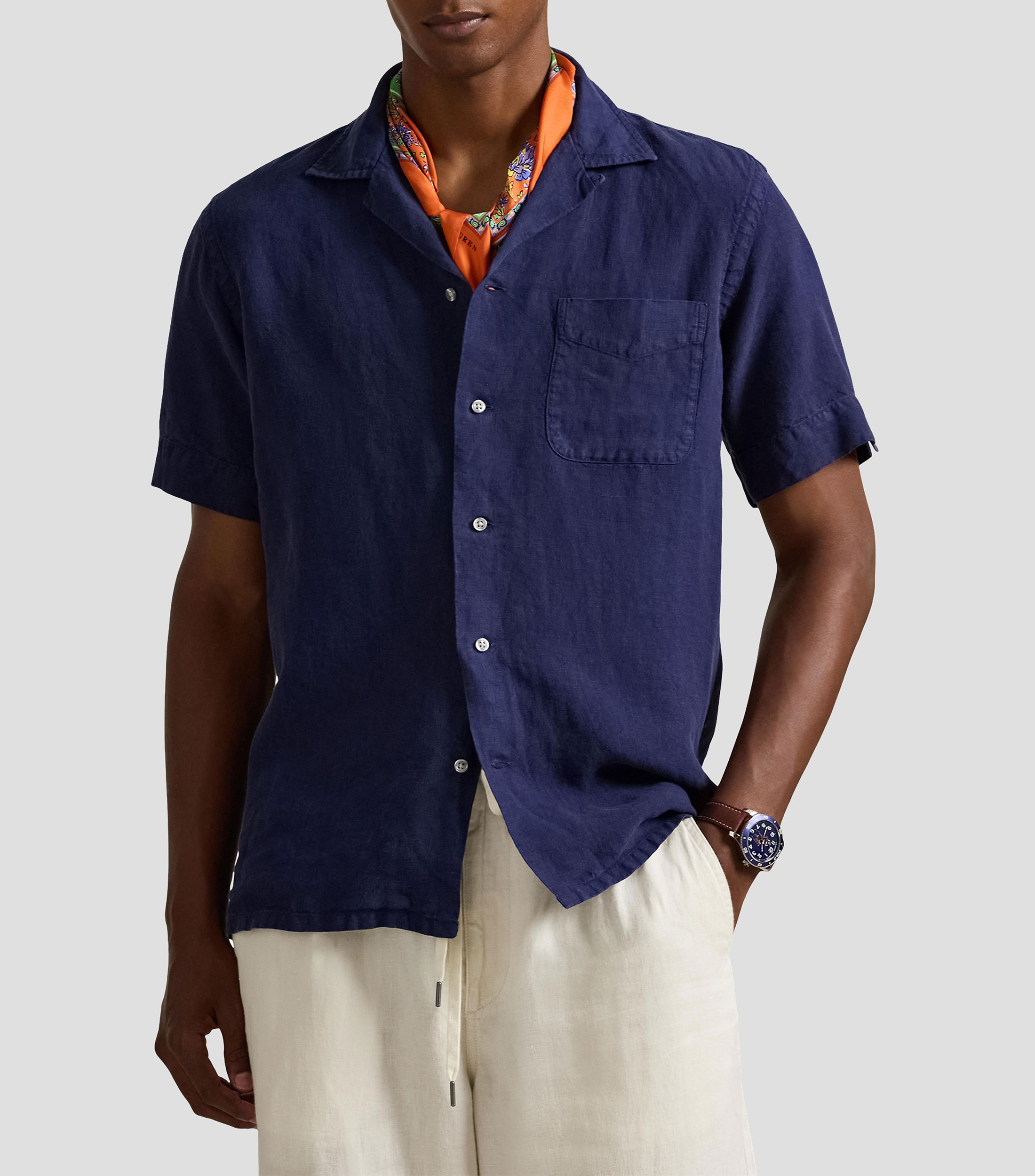 Camisa lisa manga corta Hombre